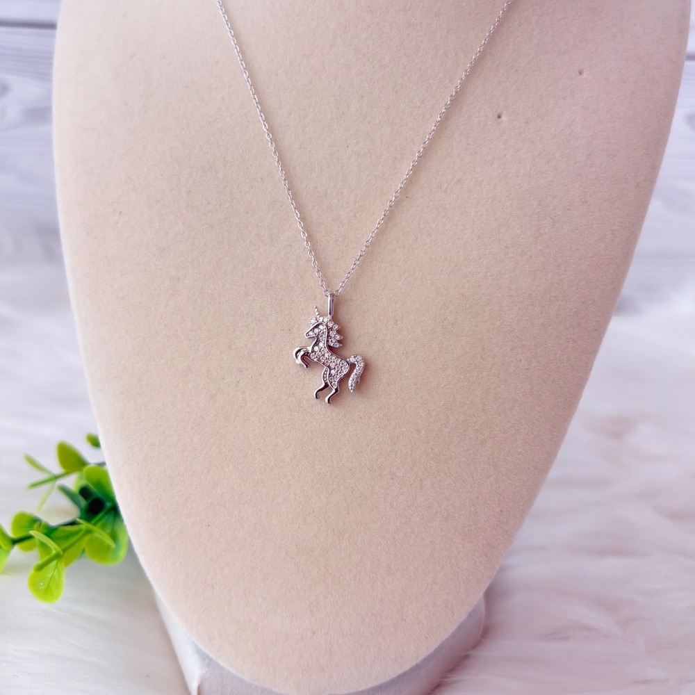 Moissanite 925 Sterling Silver Unicorn Necklace